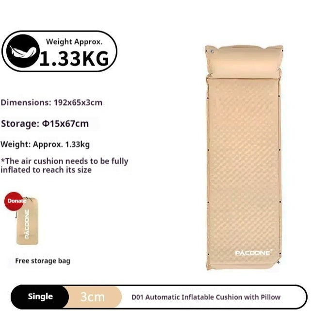 Auto-inflation Air Mattress Outdoor Camping Tent Sleeping Mat Portable Air Cushion Single Moisture-proof Pad